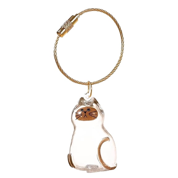 Cat Hair Keepsake Keychains Cute Cat Shaped Transparent Storage Capsule Pendant For Pet Fur Memory Collection Beige-One Size