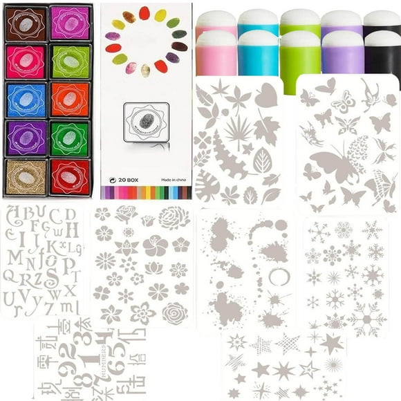 B Finger Painting Kit For Kids With 20 Colors Printing Paste Sponge Finger Applicator Arts And Crafts Supplies 1.57 X 1.57 Inches Color B