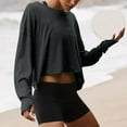 thumbnail image 3 of Posijego Open Back Workout Tops for Women Loose Long Sleeve Shirts Backless Yoga Sports T-Shirts Activewear, 3 of 7
