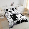 thumbnail image 4 of Erosebridal Geometric Honeycomb Bedding Set,Abstract Beehive Buffalo Check Comforter Setfor Teen Men Black White Silver Grey Stripe Down Comforter Geometry Grid Bed Set, 4 of 6