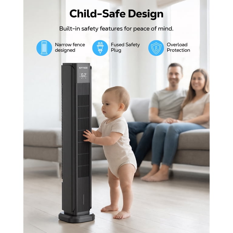 NFTIGB 36-Inch Tower Fan Quiet Oscillating Floor Fan with 3 Speeds