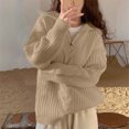 thumbnail image 2 of Vedolay Sweater Women's 2023 Fall Casual Long Sleeve Crew Neck Ribbed Knit Pullover Sweater,Khaki One Size, 2 of 3