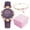 Purple, variant on Xinyolin 1 Set Quartz Watch Round Dial Rhinestone Inlay Soft Strap Rich Color Optional Wrist Wear Fashion Ladies Casual Watch Bracelet Two-Piece Set Birthday Gift