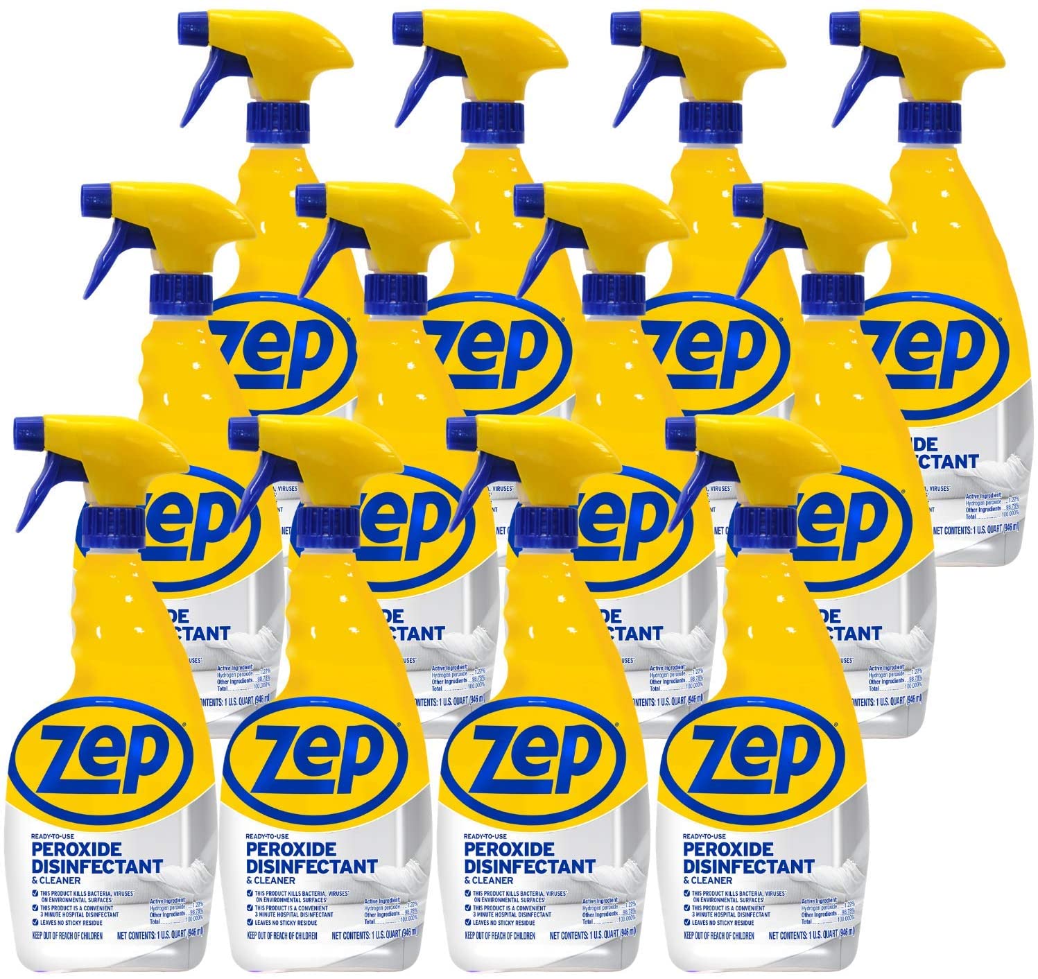 Zep RTU Peroxide Disinfectant & Cleaner 32 Oz ZUPRXDC32 (Case of 12) Fast Acting Formula