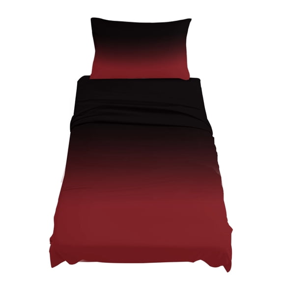 Twin XL Size Black Red Sheet Sets Gradient Soft Breathable Microfiber Bed Sheets Deep Pockets 4 Piece Bed Sheets Set, 1 Fitted Sheet, 1 Flat Sheet & 1 Pillowcases