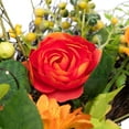 thumbnail image 6 of Northlight Ranunculus and Rose Floral Spring Wreath, Orange and Yellow 20", 6 of 10