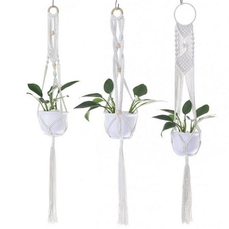 

Fovolat 3Pcs Macrame Plant Hanger|Boho Flowerpot Holder with Hang Rings|Single Tier Handmade Plant Stand Cotton Rope Wall Hang Baskets for Ceiling Garden Home Decor 100cm/39.3in