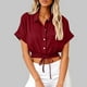 thumbnail image 2 of Vestidos Casuales Para Mujer, Blusas De Mujer De Moda Blusa corta de lino con solapa y botones sueltos para mujer, ropa de trabajo de verano, 2 of 6