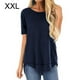 thumbnail image 2 of Camiseta de manga corta Qarigey con cuello y dobladillo asimétrico para mujer Azul marino XXL, 2 of 6