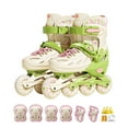 thumbnail image 2 of Adjustable Inline Skates with Light up Wheels, Outdoor Roller Skates for Kids Girls Boys Youth Beginners (Large, Green), 2 of 8