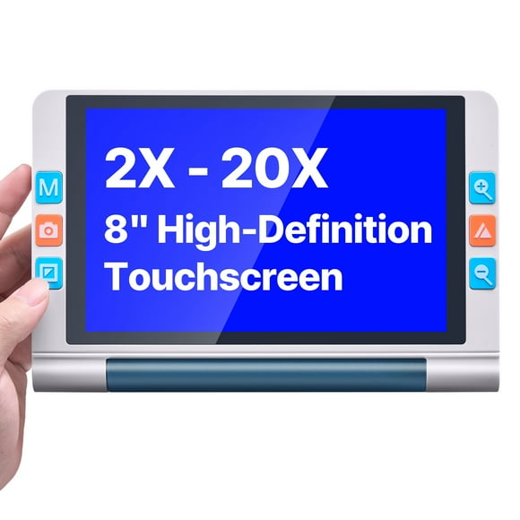 VEVOR Loupe Numérique Portable, Loupe Vidéo Électronique à Écran Tactile de 8 Pouces pour Version Basse, Aide à la Lecture Électronique 2X - 20X avec Objectif HD Auto-Focus 13MP, 26 Modes de Couleur, Sortie HDMI & Stockage 16 Go