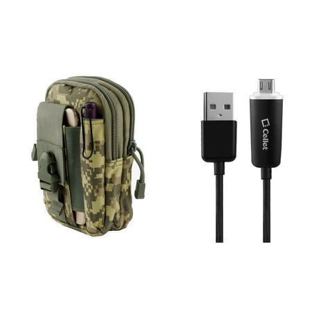 ZTE Tempo Go - Bundle: Tactical EDC MOLLE Utility Waist Pack Holder Pouch (ACU Camo), Micro USB Cable [White LED Indicator Light / Velcro Strap], Atom