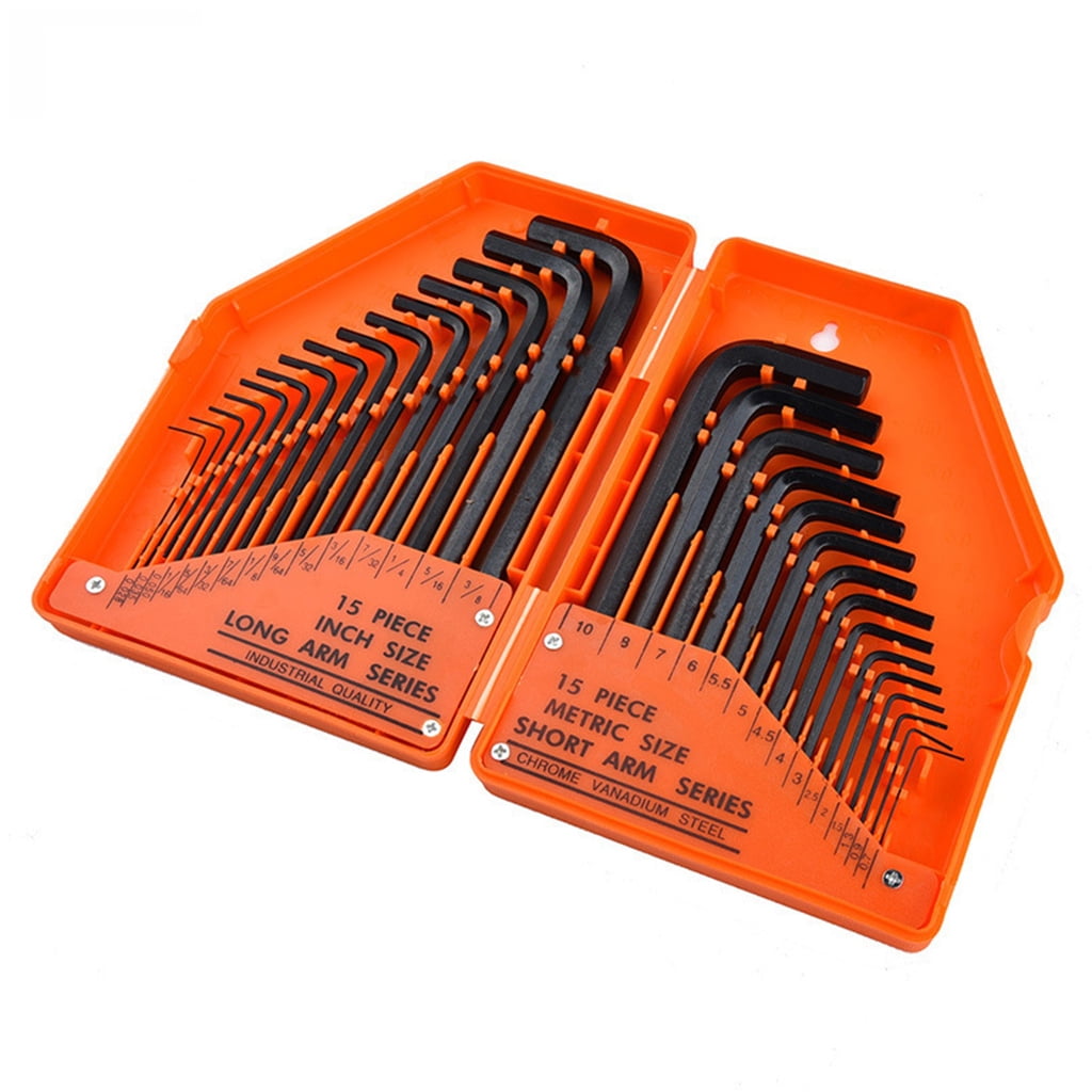 lanema 30-Piece Premium Hex for Key Allen Wrench Set, SAE and Metric Assortment, L Shape, 0.028-3/8 inch | In Storage for Case
