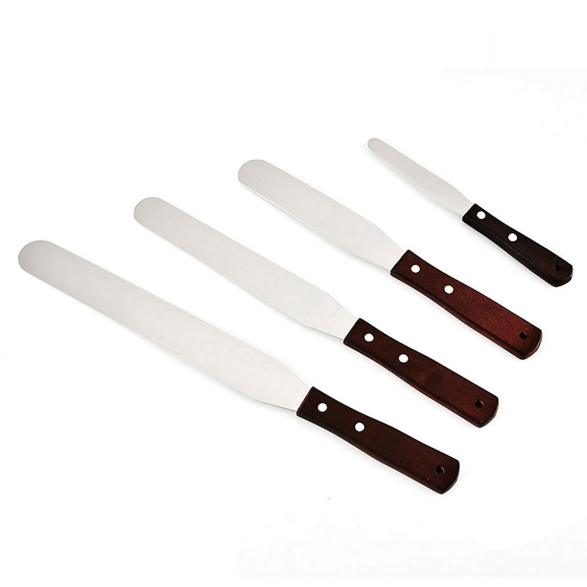 SHENMO 4PCS Straight Cake Icing Spatula Set 4 6 8 10 Professional Stainless Steel Cake Decorating Frosting Spatulas with Wooden Handle Straight Walmart