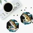 thumbnail image 4 of Rateoe green salmon fish Printed Drink Coasters Set of 4 Leather Coasters Spill Protection for Table Desk,Durable and Non Slip Leather Coaster ,4 Inches Drink Mats-Octagon, 4 of 6