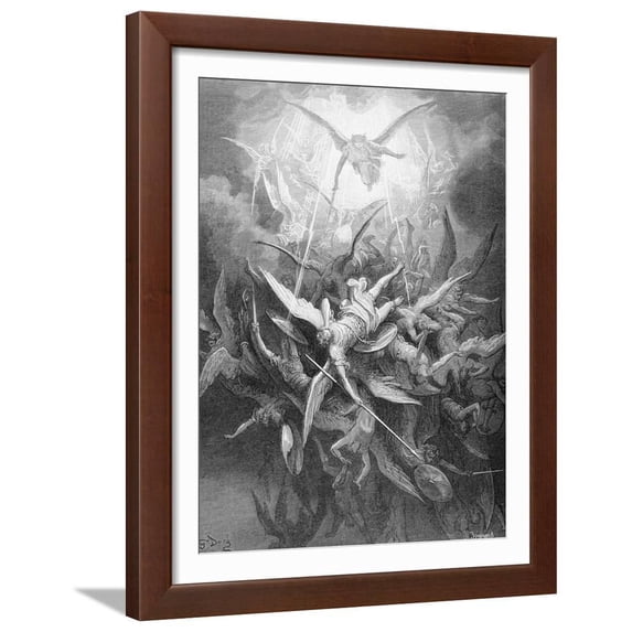 The Fall of the Rebel Angels, from Book I of 'Paradise Lost' by John Milton (1608-74) C.1868, Figurative Religion Framed Art Print Wall Art by Gustave Dor?