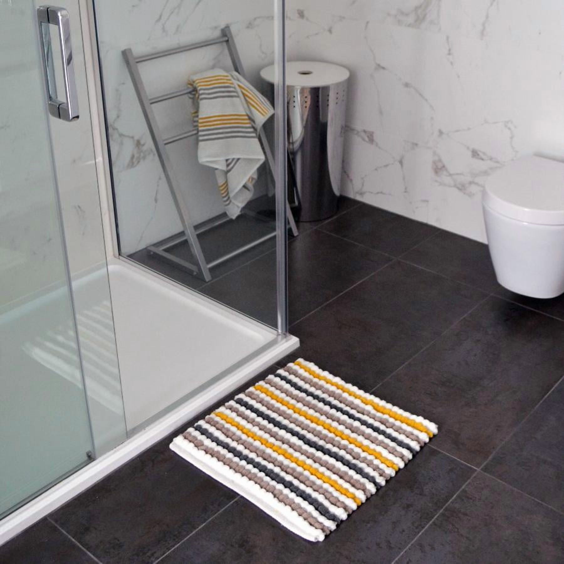 Striped Chunky Bobble Square Bath Mat