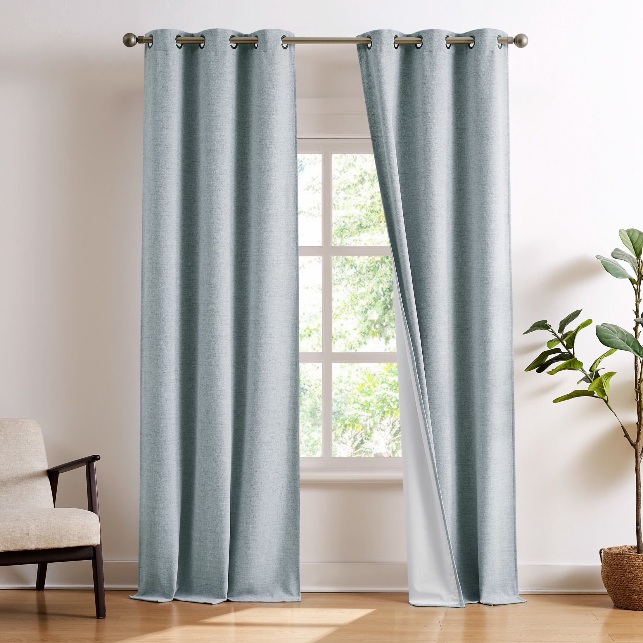 Brookstone Blue Josie Blackout Grommet 38" W x 96" L Window Curtain Panel Pairs