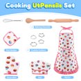 thumbnail image 4 of 11 Pcs Kids Aprons for Girls Boys, Kids Cooking and Baking Sets, Chef Hat Apron Pretend Play Set for Toddlers Age 3-8, White, 4 of 7