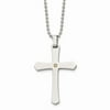 Stainless Steel 22in Polished With Real 14kt Accent .02ct Diamond Cross Necklace; for Adults and Teens; for Women and Men