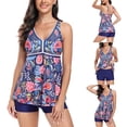 thumbnail image 2 of Jacenvly Women'S Plus Size Two Piece New Style Sleeveless Swimsuits Floral V-Neck Surfing Swimwear Lightweight Women'S Conservative Covering Belly Quick Dry Split 2 Piece Set Navy, 2 of 8