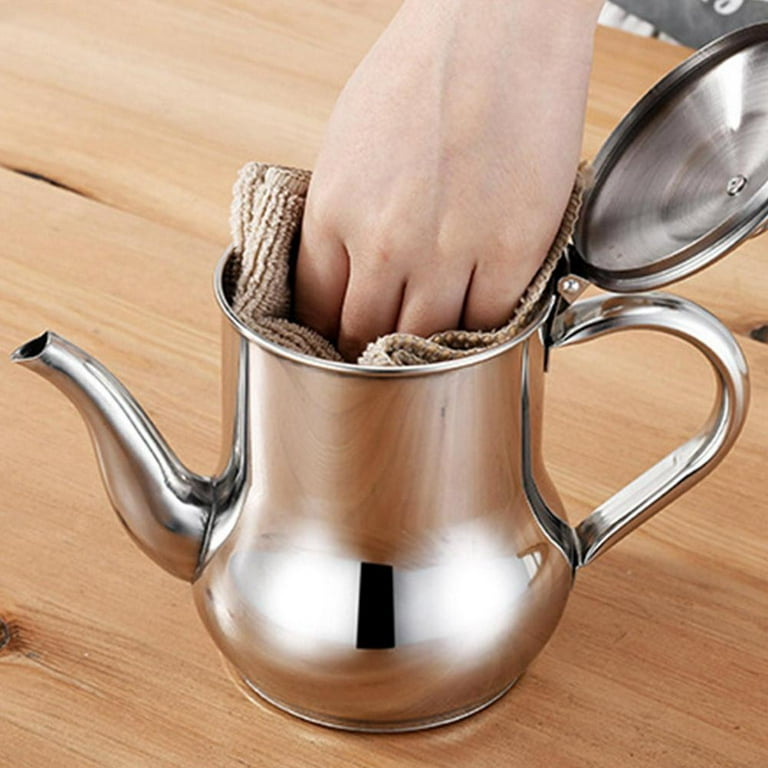 Hoement Oil Dispenser Pot Stainless Steel Oil Pot Oil Can Cooking Oil  Pouring Oil Pot - Yahoo Shopping