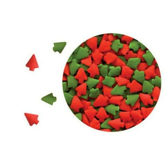 Mini Red And Green Trees Christmas Confetti Sprinkles, Cake, Cookie, Donut, Cakepop Toppings, 6 oz.