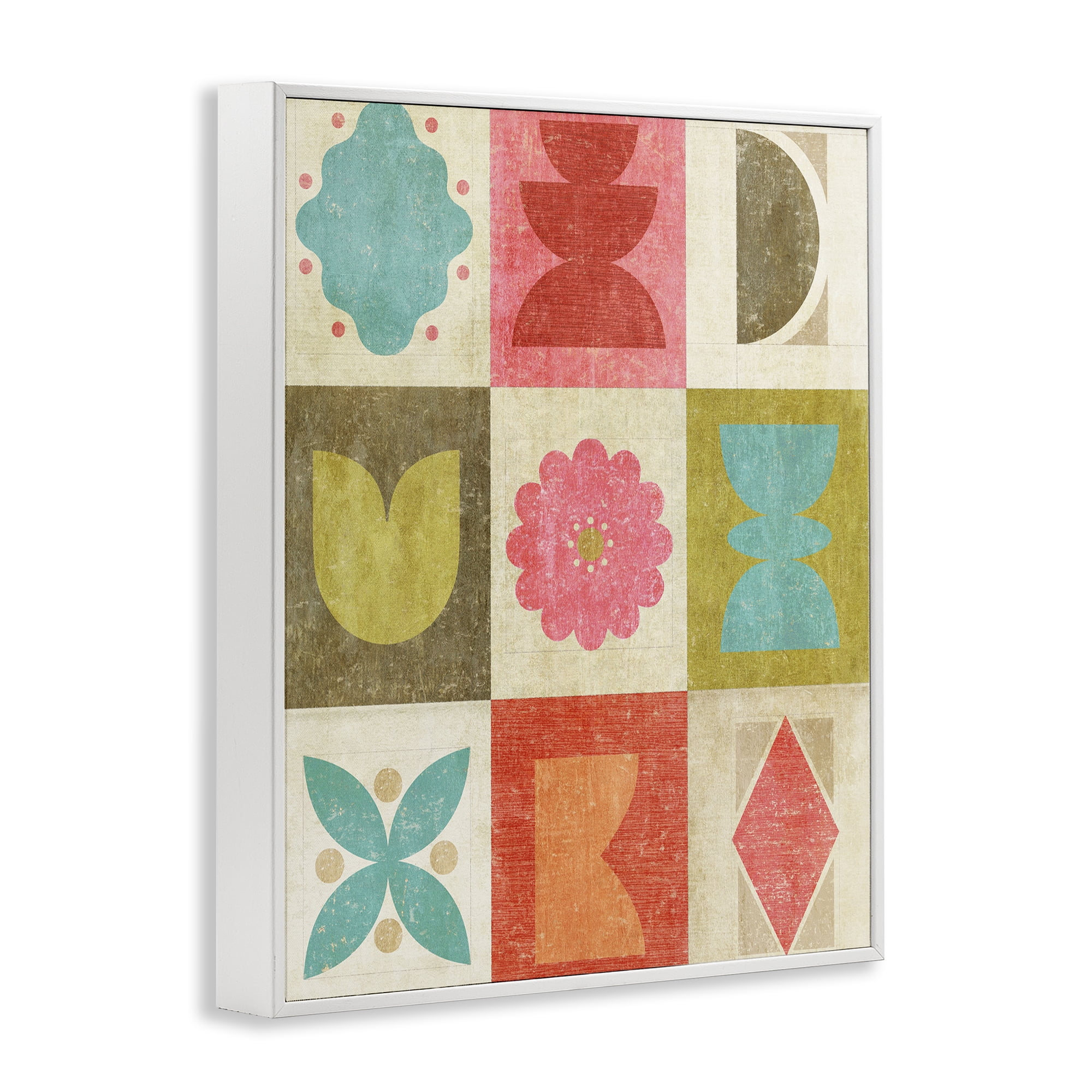 Stupell Industries Happy Dance Geometrics White Framed Giclee Art, design by Suzanne Nicoll