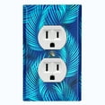 thumbnail image 1 of Metal Light Switch Plate Cover Jungle Tropical Leaves Blue Palm JGL002, 1 of 13