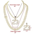 thumbnail image 7 of Charles Raymond Blinged Out Pave Hip Hop Jewelry - New Thick Iced out Cuban Necklace Combined w/ Diamond Pendant & Tennis Necklace - Ice 2021 (#23 20" Tennis-24" Cuban, Gld), 7 of 7