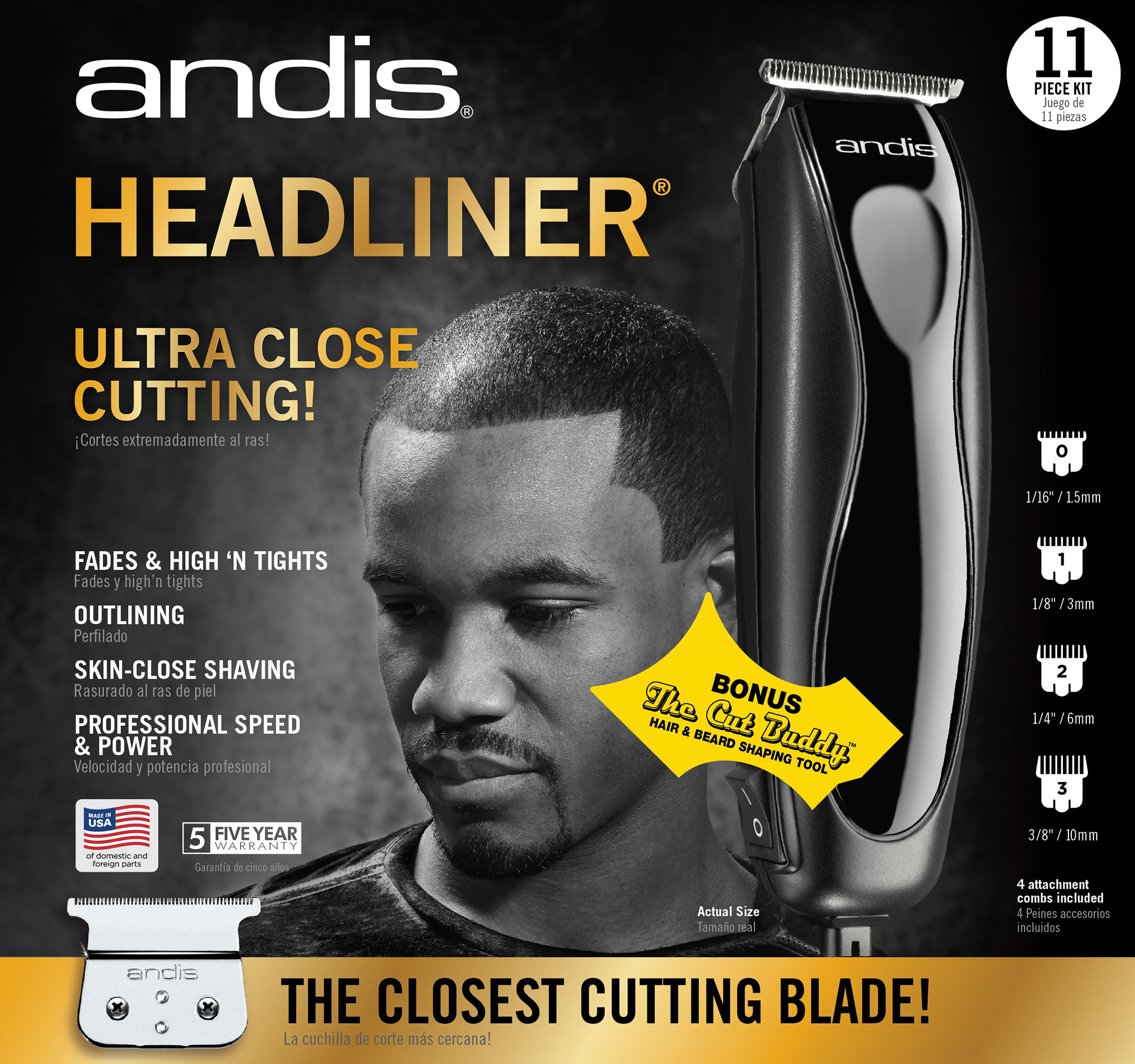Andis Headliner Home Haircutting Kit, 11 piece Kit with Bonus The Cut Buddy - image 3 of 5