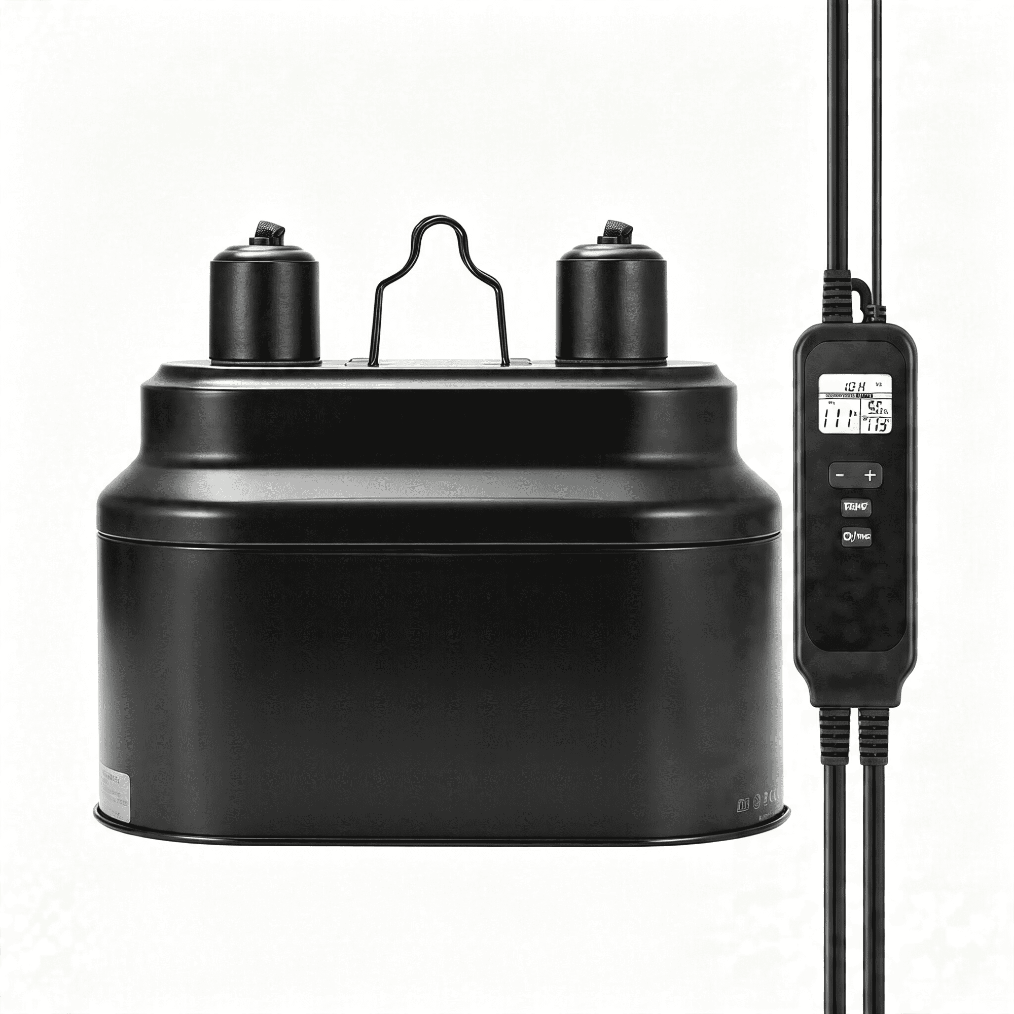 HIBIBUD Dual Reptile Light Fixture with Timer & Pid Dimming Thermostat, Day-Night Heat & Light Cycle, Heat Lamp for Bearded Dragons Terrariums, Max 160W Per Socket (No Bulbs)