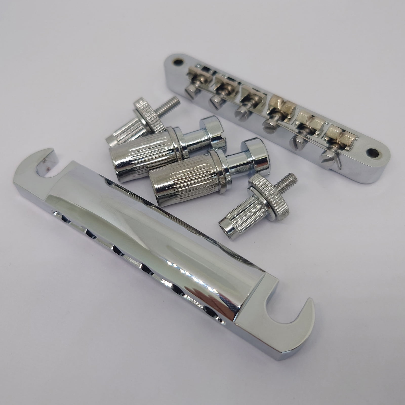 Guitar Fixed Saddle Bridge Tailpiece Set with ABR-1 Style Tune-O-Matic Bridge Chrome for ABR LP SG EPi Electric Guitars