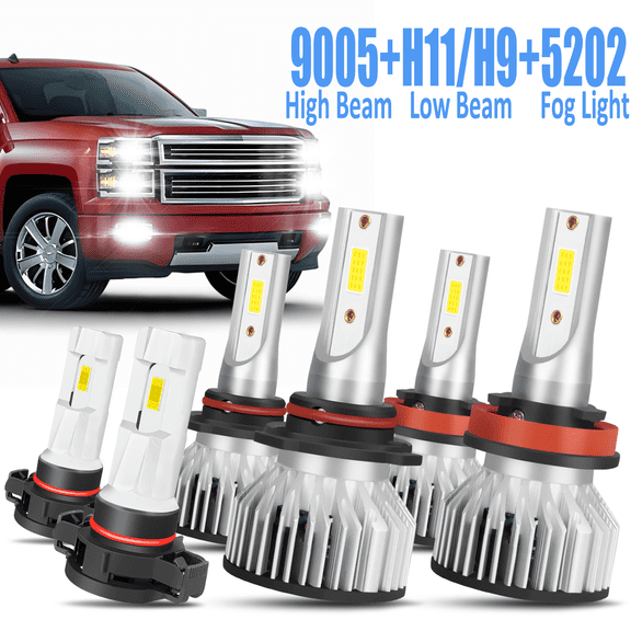 For Chevy Silverado 1500 2007-2015 Combo 6000K LED Headlights Fog Light Bulbs Kit 6pcs