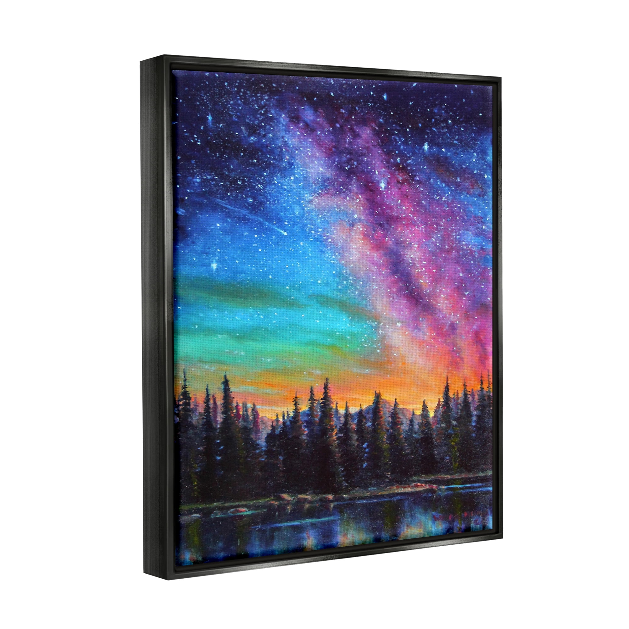 Stupell Industries Vivid Nebula Landscape Nature Painting Black Floater Framed Art Print Wall Art, 25 x 31