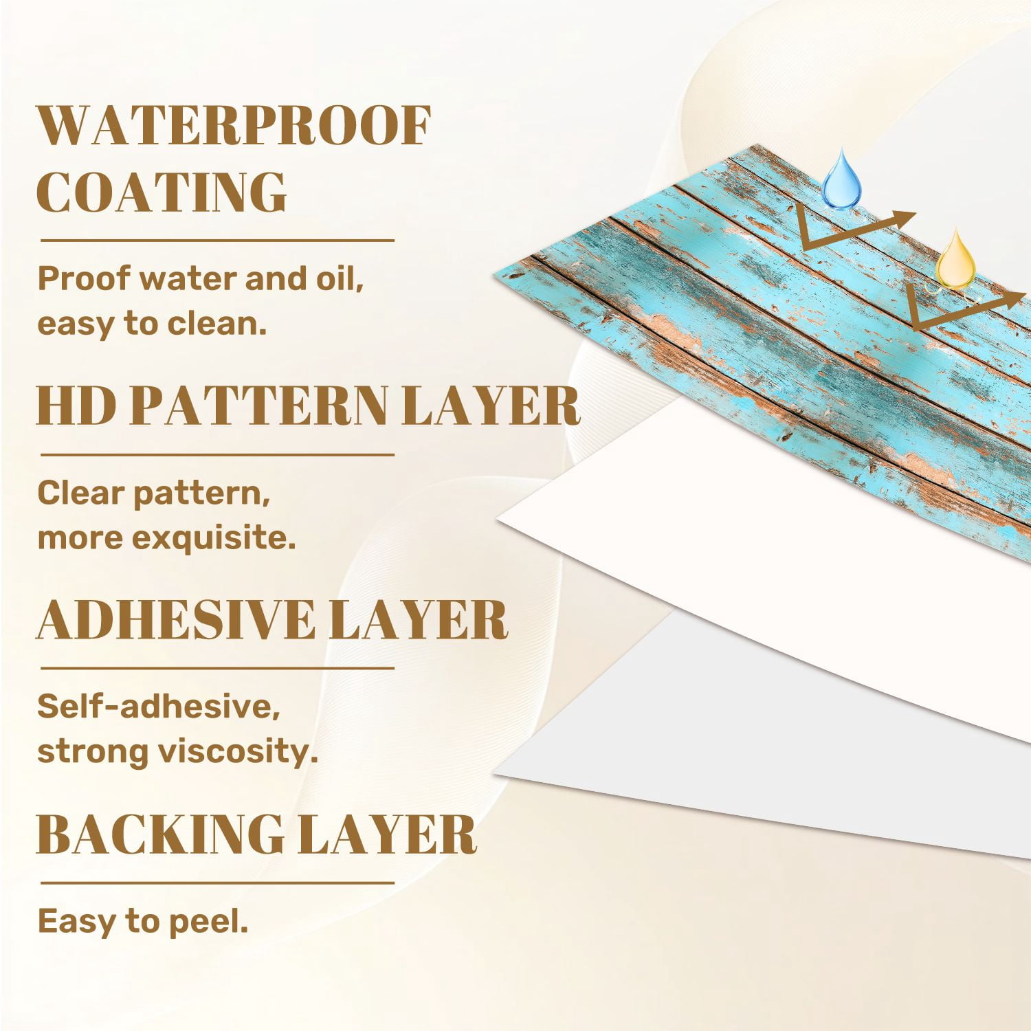 Peel and Stick Wallpaper Distressed Turquoise Wooden Planks Texture Rustic Wall Mural 23.6in x 9.8ft Self Adhesive Removable Wall Paper Renter Friendly Wallpaper for Nursery Bedroom Cabinets
