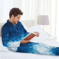 thumbnail image 6 of Uemuo Blue Glitter Sparkles Pattern 2-Piece Loungewear Set - Men’s Soft Sleepwear, Cozy Winter PJs, Comfy Sleep Set-Small, 6 of 7