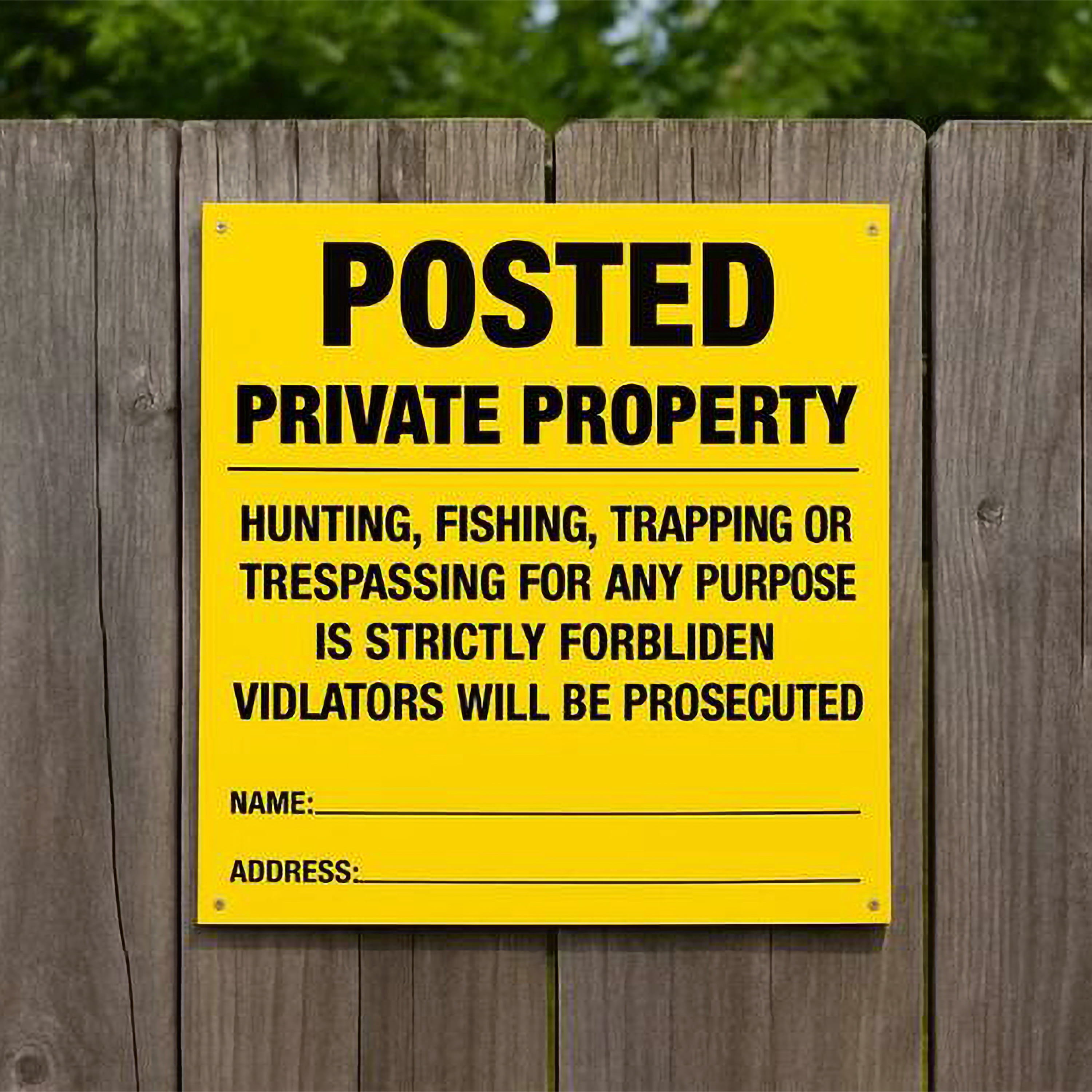Allen Company Posted No Trespassing Signs 12-Pack - Weather-Resistant 12x12" - High-Visibility Yellow