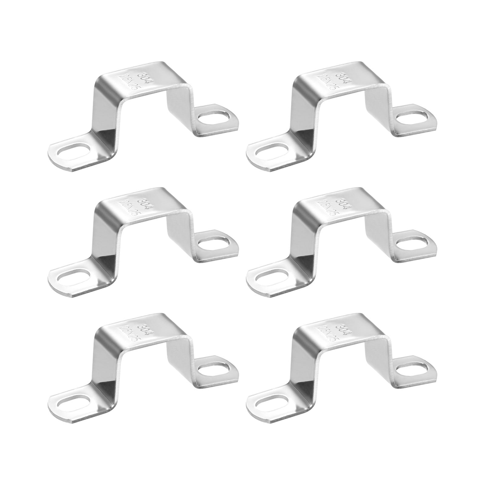 Uxcell 6-Pack U Shaped Connector Bracket 25x25mm 304 Stainless Steel Square Pipe Clamp for Door Closed Bar Holder Strut Channel