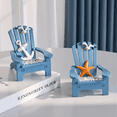 thumbnail image 6 of Sinkoo 4 Pcs Wooden Handmade Mini Beach Chair Ornament Decorations for Bedroom, Office, Nautical Ocean Home Decor, Article Home, Coastal Beach Decor (blue), 6 of 7