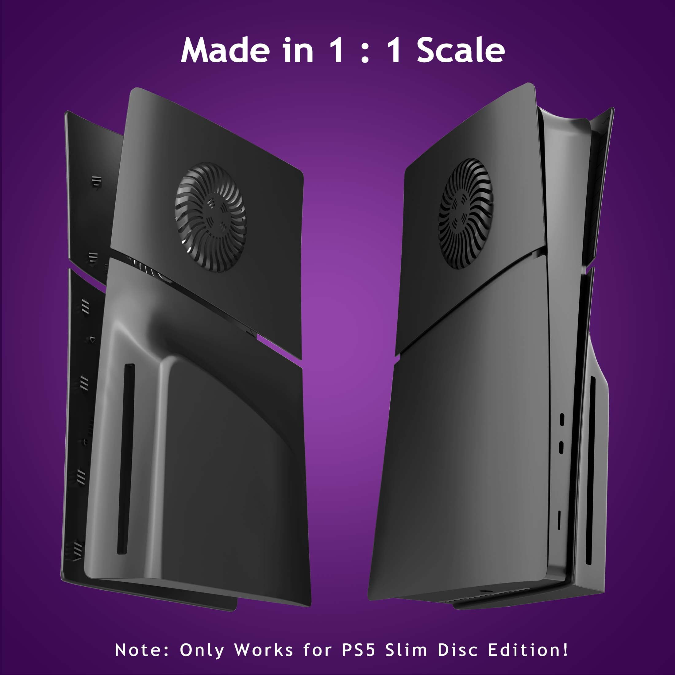 Faceplates for PS5 Slim Disc Edition Plate Cover Console with Cooling Vents & Dust Filter, Black
