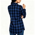 thumbnail image 5 of TRUNZI Women's Button Down Plaid Shirts Long Sleeves Lapel Collar Casual Regular Fit Shackets with Chest Pocket,Blue,Size S, 5 of 8