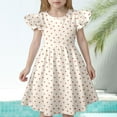 thumbnail image 2 of LIIPEE Girls Dresses Summer Cute Ruffled Fly Sleeve Strawberry Printed Round Neck Sundress Boys Versatile Beach A-Line Princess Dress,Beige,4-5 Years, 2 of 4
