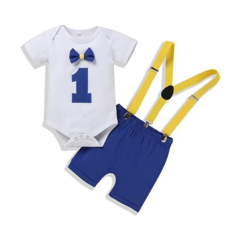 

wofedyo baby girl clothes Baby Boy Bow Tie Romper Bodysuit Funny First Birthday Clothes Outfits Set baby clothes