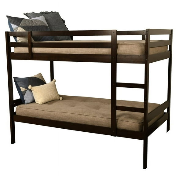 Kodiak Furniture Sydney Twin-size Wood Bunk Bed in Java Brown w/ Stone Mattress