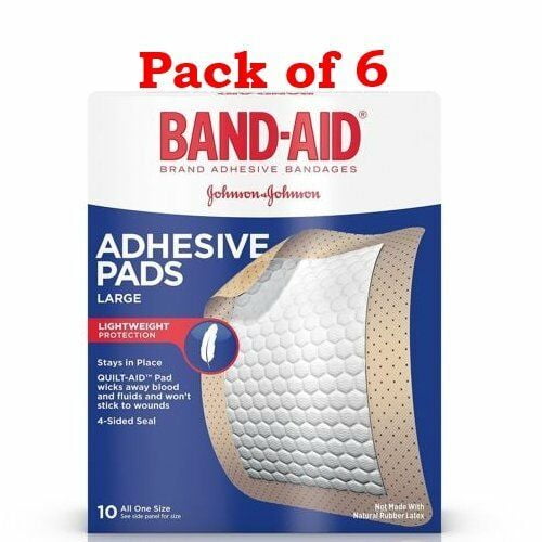 Johnson's Band-Aid Adhesive Pads All Purpose Comfort Flex Protection L, 10Ct, 6-Pack