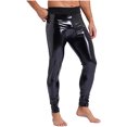 thumbnail image 3 of Pantalones ajustados de charol para hombre, pantalones largos de látex, mallas elásticas negras, ropa de fiesta Rave de cintura alta, ropa de discoteca con aspecto mojado, 3 of 5