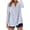 Blue-button up blouse, variant on Long Sleeve Button Down Shirts for Women Trendy Plaid Striped Tops V Neck Casual Loose Blouse