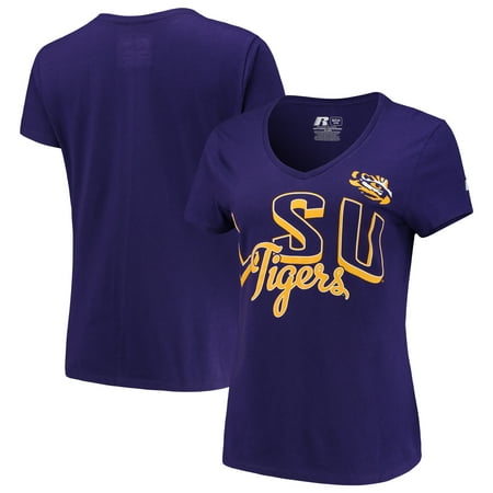 Lsu Tigers Beverage - Women's Russell Purple LSU Tigers Arch V-Neck T-Shirt