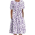 thumbnail image 1 of QIPOPIQ Robes pour Femmes Robe Évasée à Étages Manches Courtes Robes Décontractées Col Rond Robe Midi d'Été Robes Pliantes à Imprimé Offres 2023, 1 of 5